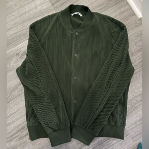 Zara Ribbed Olive Bomber Jacket